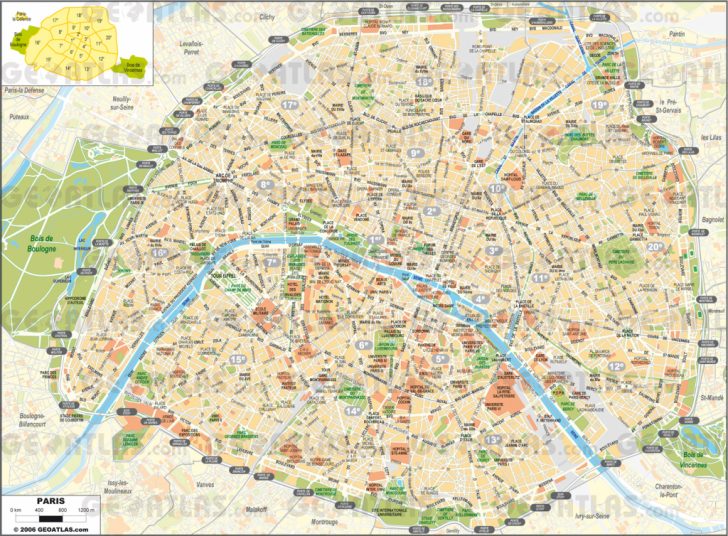 Printable Street Map Of Paris Printable Street Map Paris Travel Pertaining To Street Map Of Paris France Printable 728x536 
