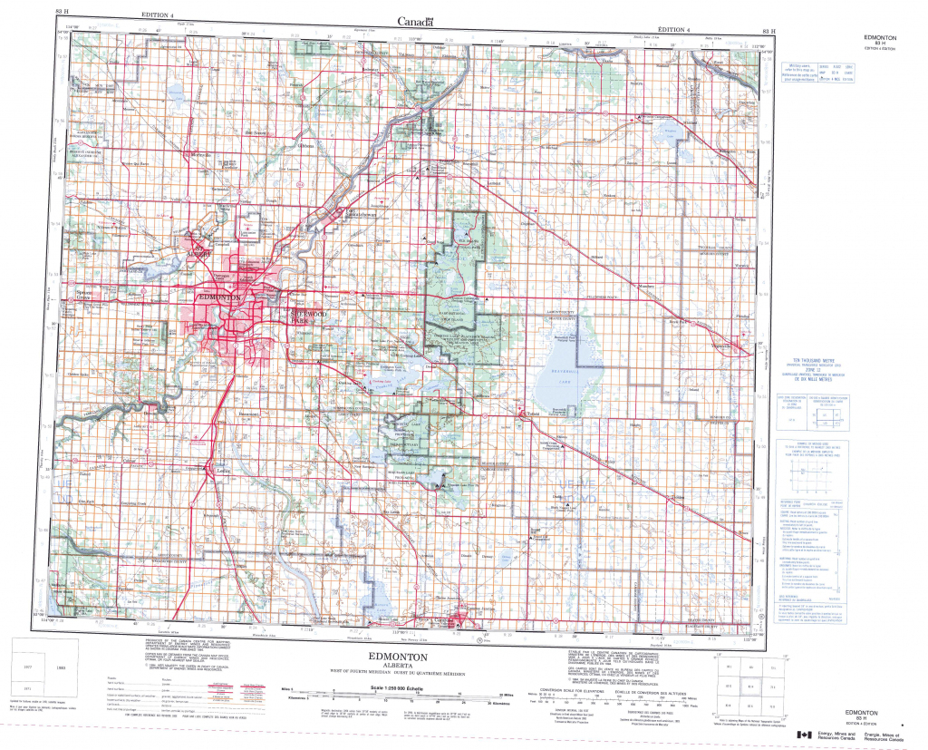 Printable Topographic Map Of Edmonton 083H, Ab for Printable Map Of Edmonton
