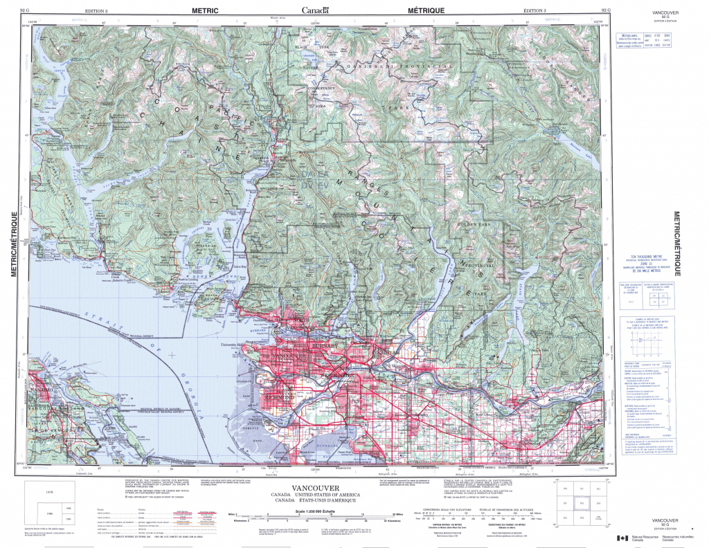 Printable Topographic Map Of Vancouver 092G, Bc with Printable Topographic Maps