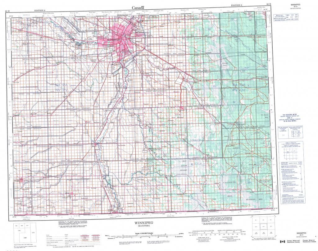 Printable Topographic Map Of Winnipeg 062H, Mb with Topographic Map Printable