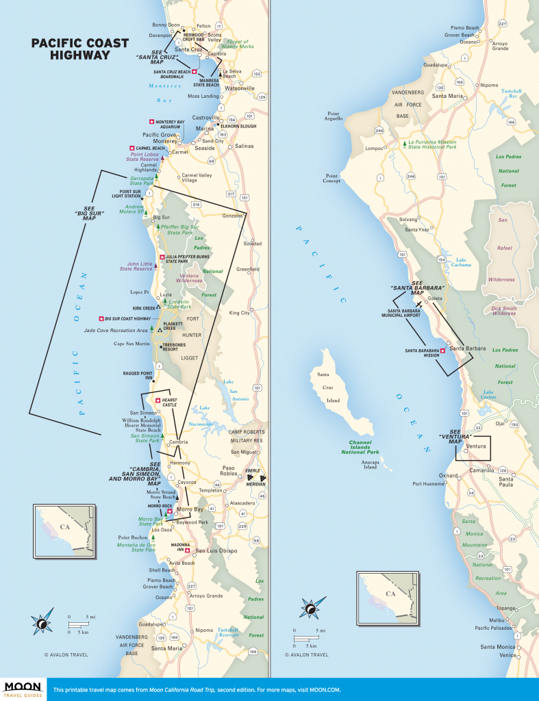 Printable Travel Maps Of Coastal California Moon Com Inside Map within Road Trip Map Printable