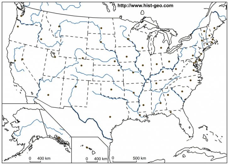 Printable Us Map With Rivers Refrence Blank Map The Usa 50 American ...