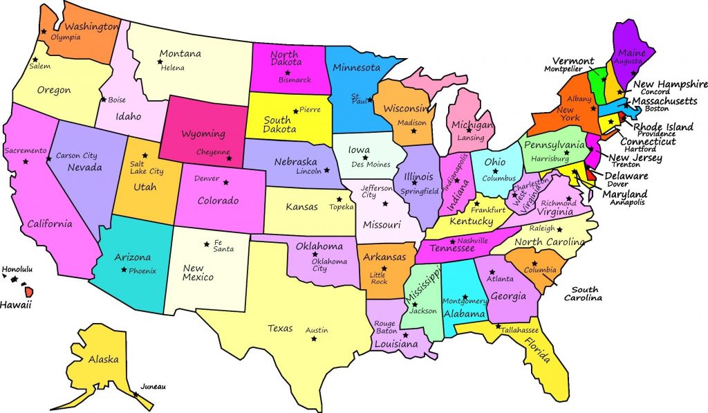 printable us map with time zones and state names valid usa map full