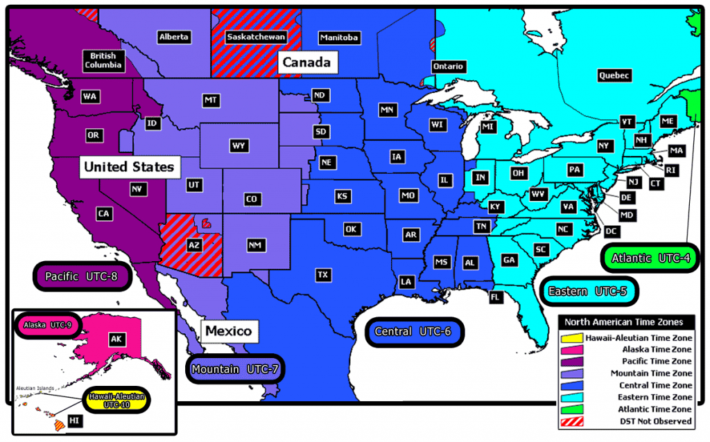 Printable Us Time Zone Map | Time Zones Map Usa Printable | Time for Printable Time Zone Map Usa And Canada