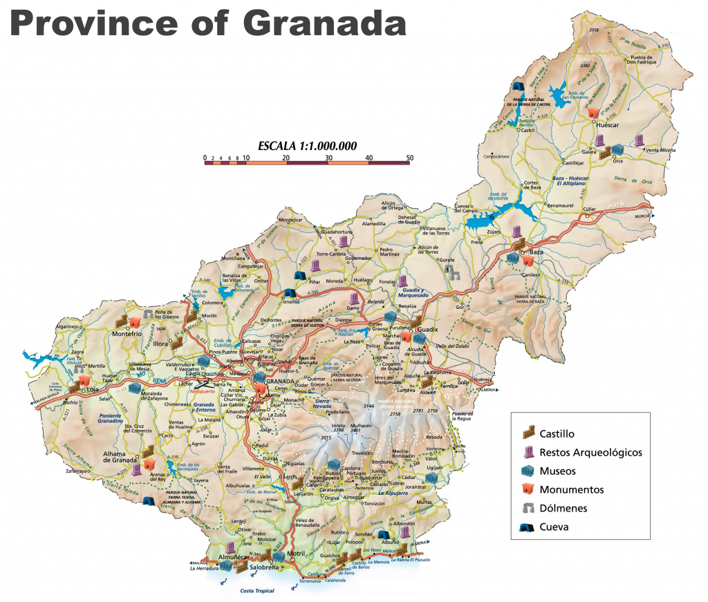 Province Of Granada Map throughout Printable Street Map Of Granada Spain
