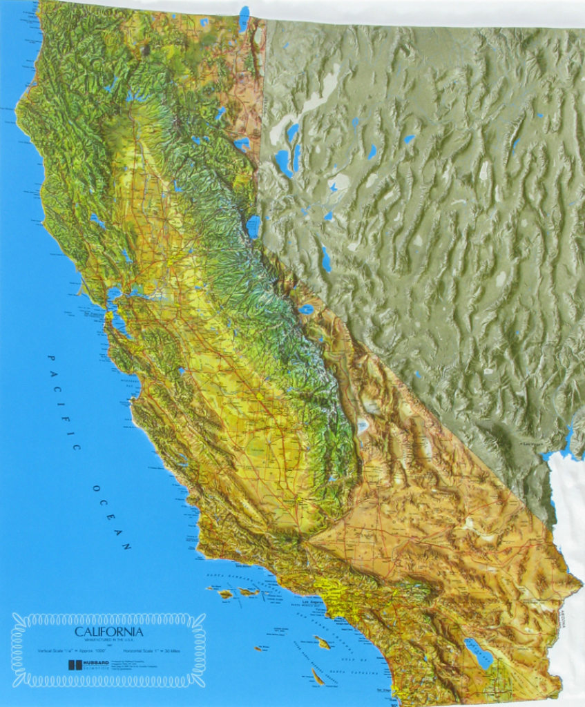Raised Relief Maps Of California in California Relief Map Printable