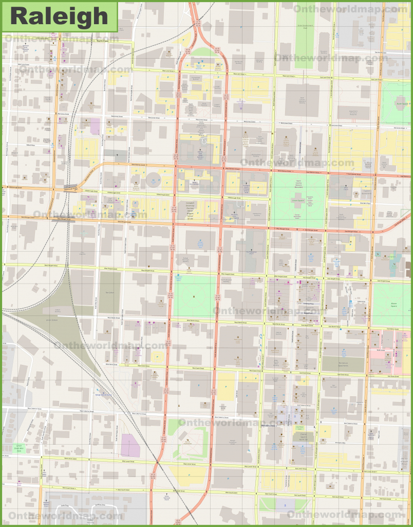 Raleigh Downtown Map for Printable Map Of Downtown Raleigh Nc