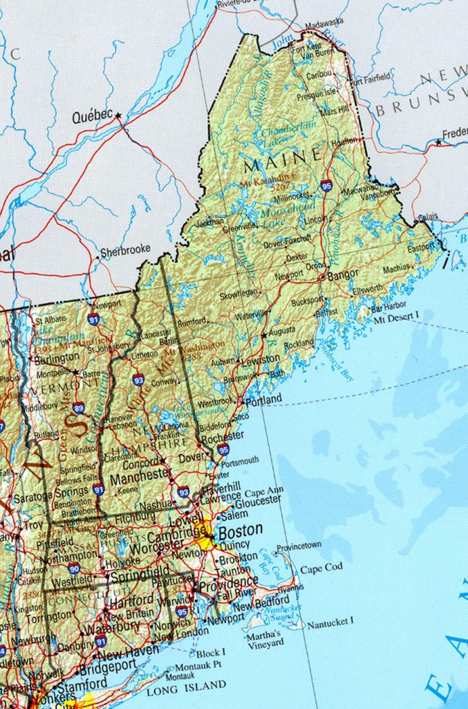 Reference Map Of New England State, Ma Physical Map | Crafts in Printable Map Of New England