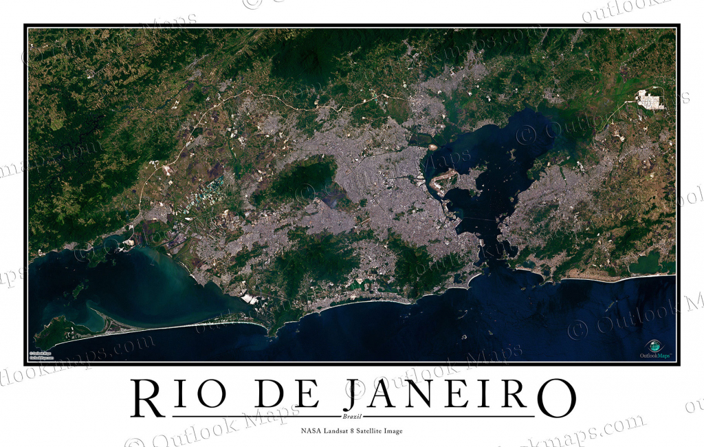 Rio De Janeiro, Brazil Satellite Map Print | Aerial Image Poster with Printable Map Of Rio De Janeiro