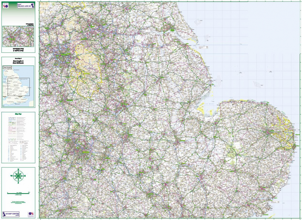 Road Map 5 - East Midlands &amp;amp; East Anglia in Printable Map Of East Anglia