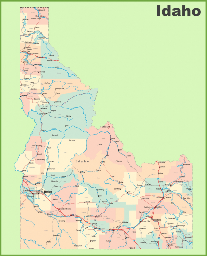 Road Map Of Idaho With Cities And Towns inside Printable Map Of Idaho