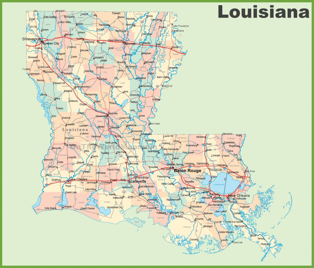 Road Map Of Louisiana With Cities inside Louisiana State Map Printable