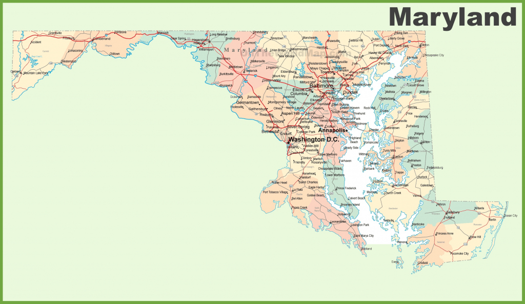 Road Map Of Maryland With Cities throughout Printable Map Of Maryland