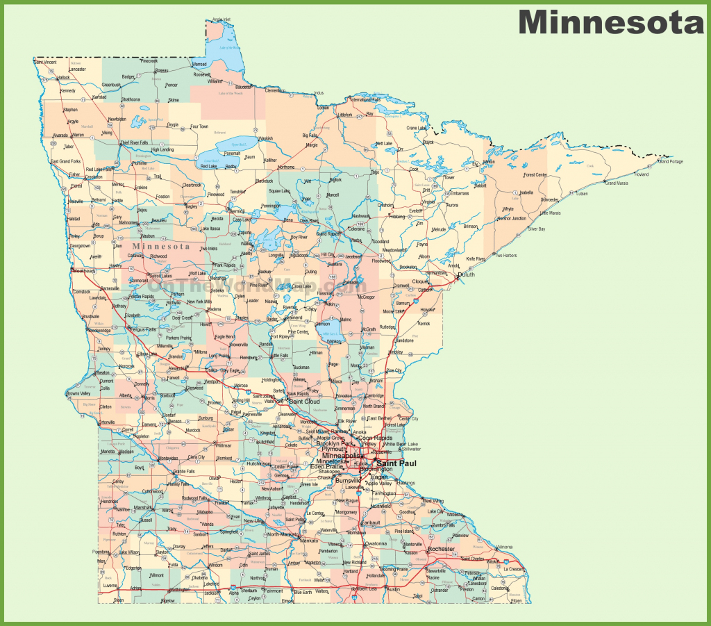 Road Map Of Minnesota With Cities with Printable Map Of Minnesota