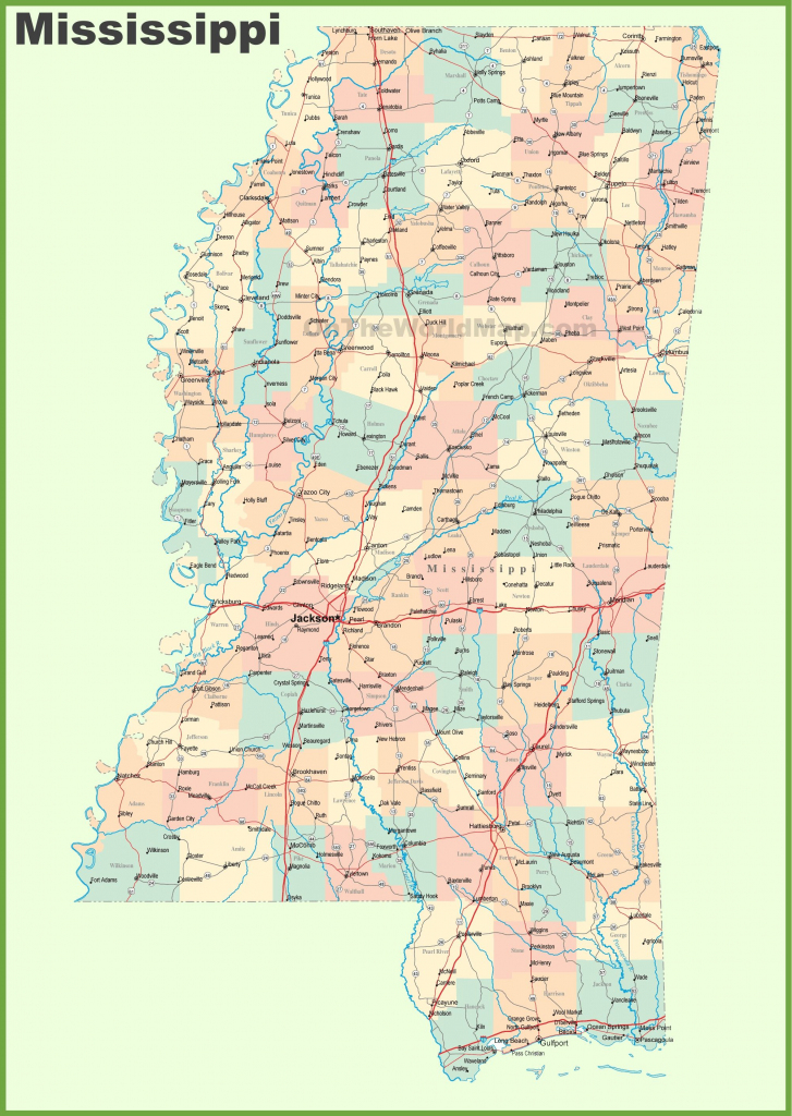 Road Map Of Mississippi With Cities | State Maps | Map, Printable within Printable Map Of Mississippi