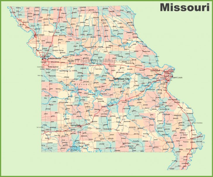 Road Map Of Missouri With Cities In Printable Map Of Missouri ...