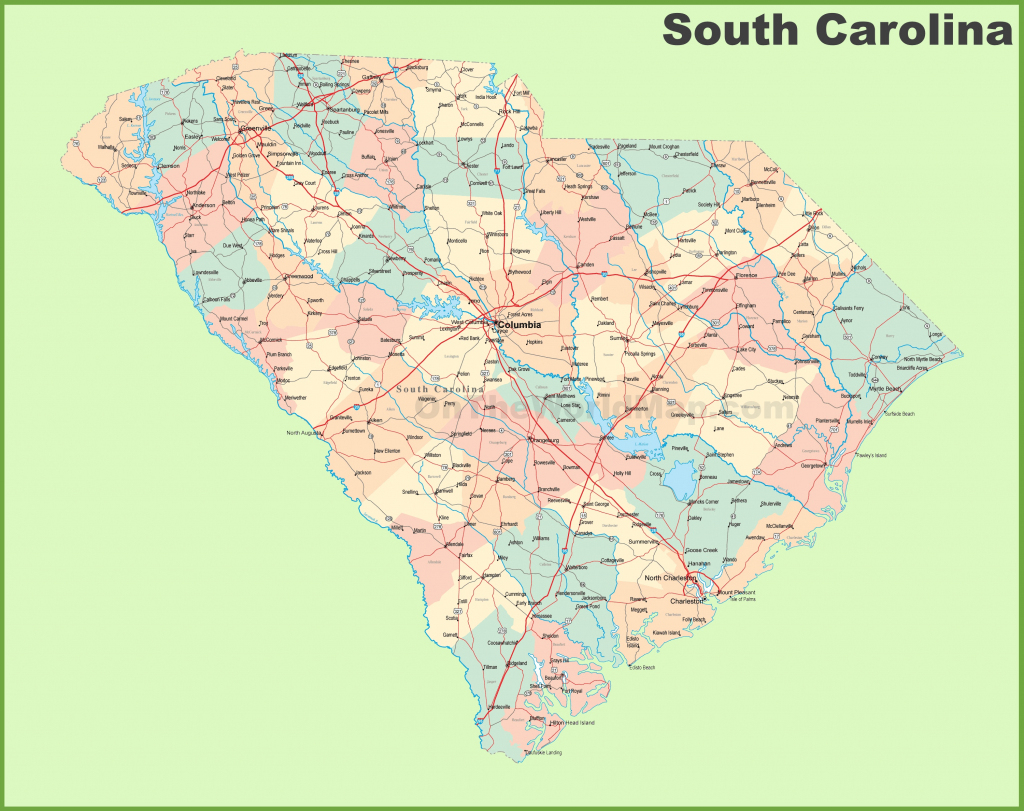 Road Map Of South Carolina With Cities intended for Printable Map Of South Carolina