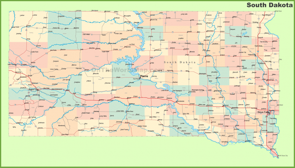 Road Map Of South Dakota With Cities with regard to Printable Map Of South Dakota