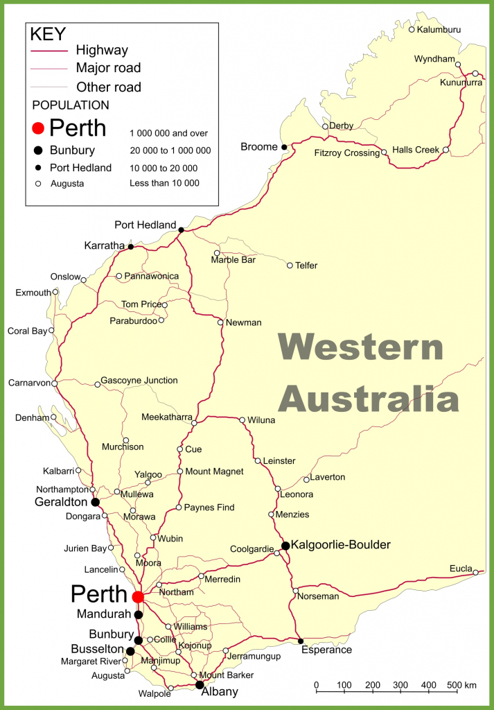 Road Map Of Western Australia With Cities And Towns intended for Printable Map Of Western Australia