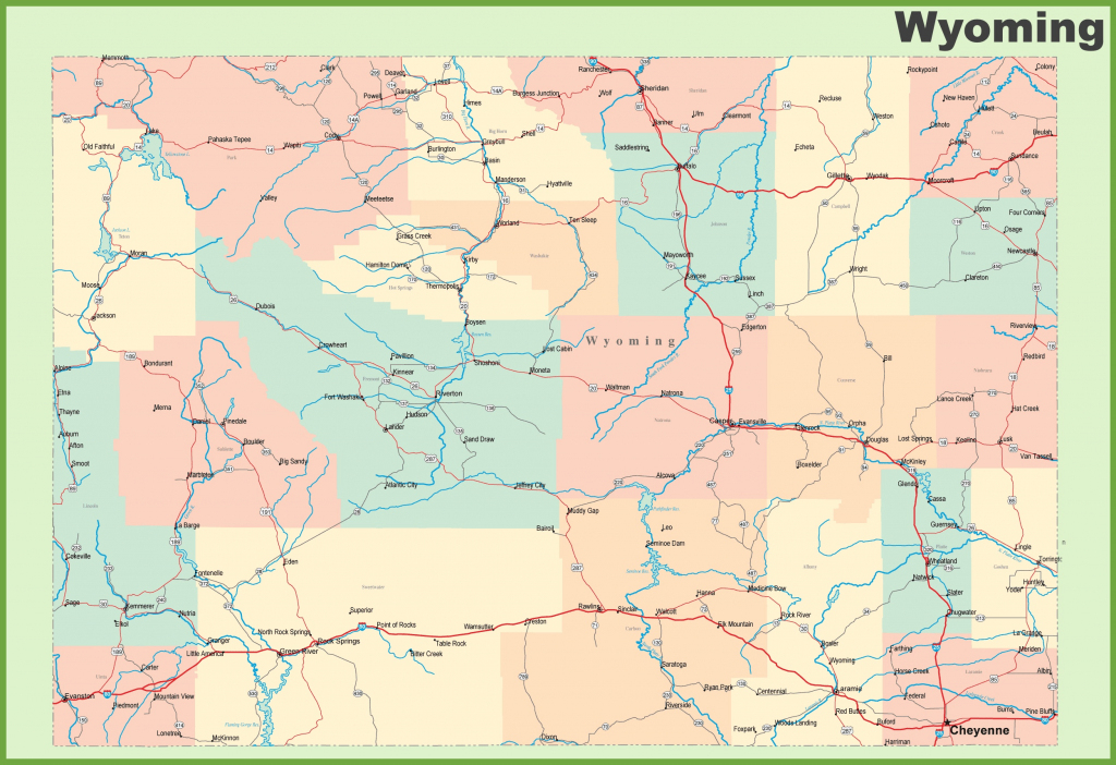 Road Map Of Wyoming With Cities regarding Printable Road Map Of Wyoming