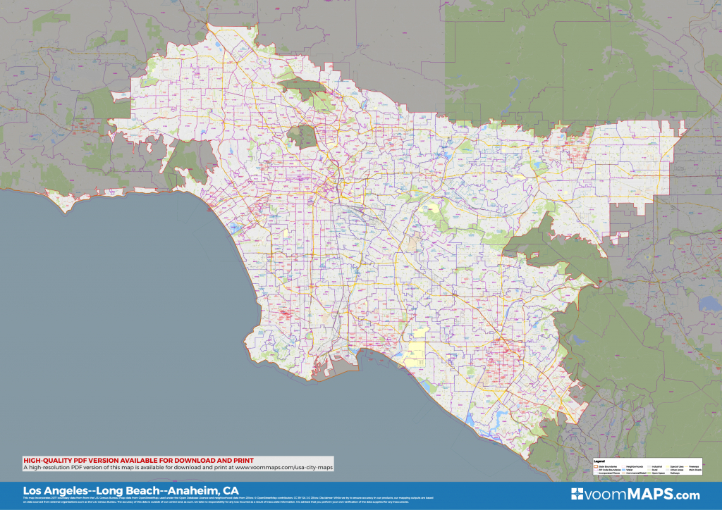 Road, Zip Code &amp;amp; Neighborhood Map Of Los Angeles, Long Beach throughout Printable Map Of Long Beach Ca