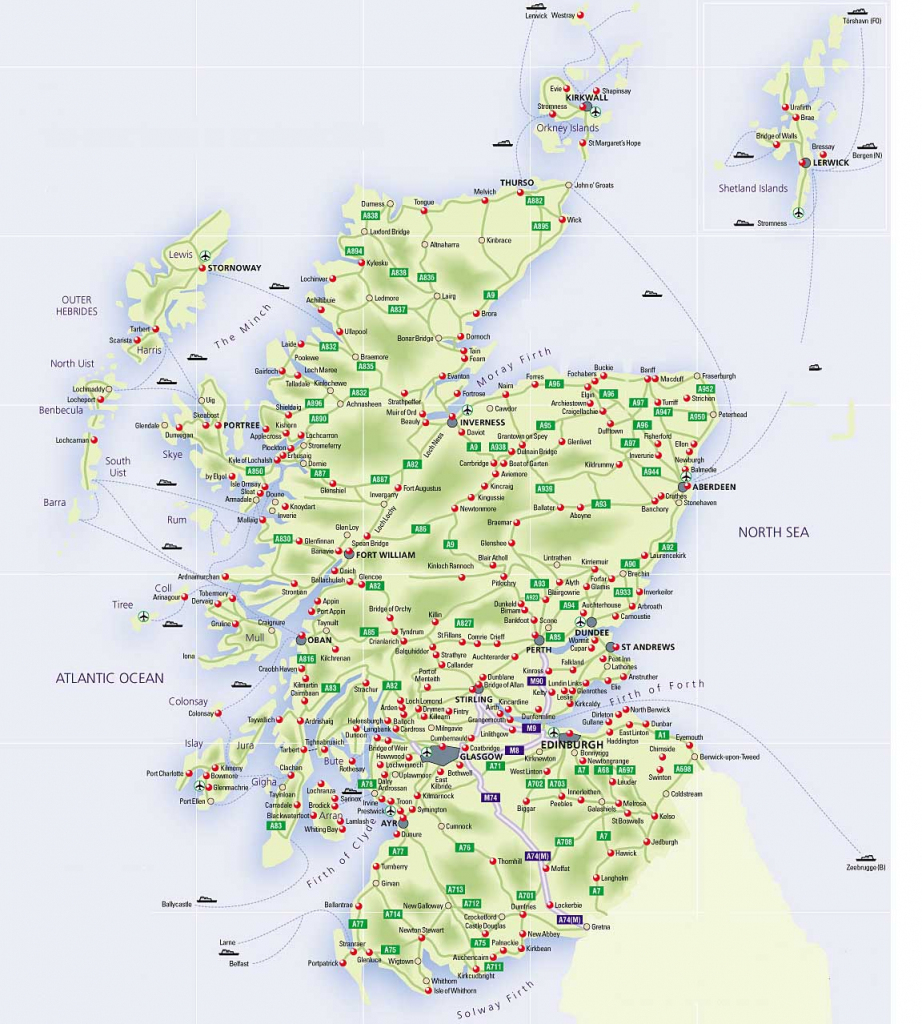 Roadmap Of Scotland – Scotland Info Guide pertaining to Printable Map Of Scotland