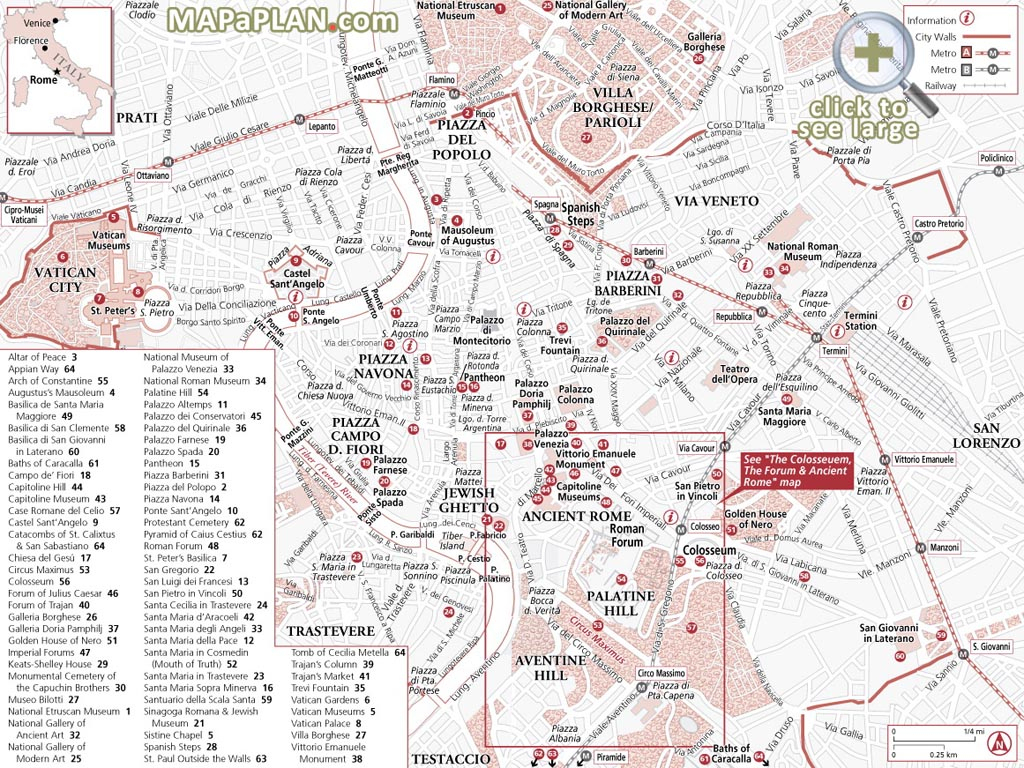 Rome Maps - Top Tourist Attractions - Free, Printable City Street Map throughout Printable Walking Map Of Rome