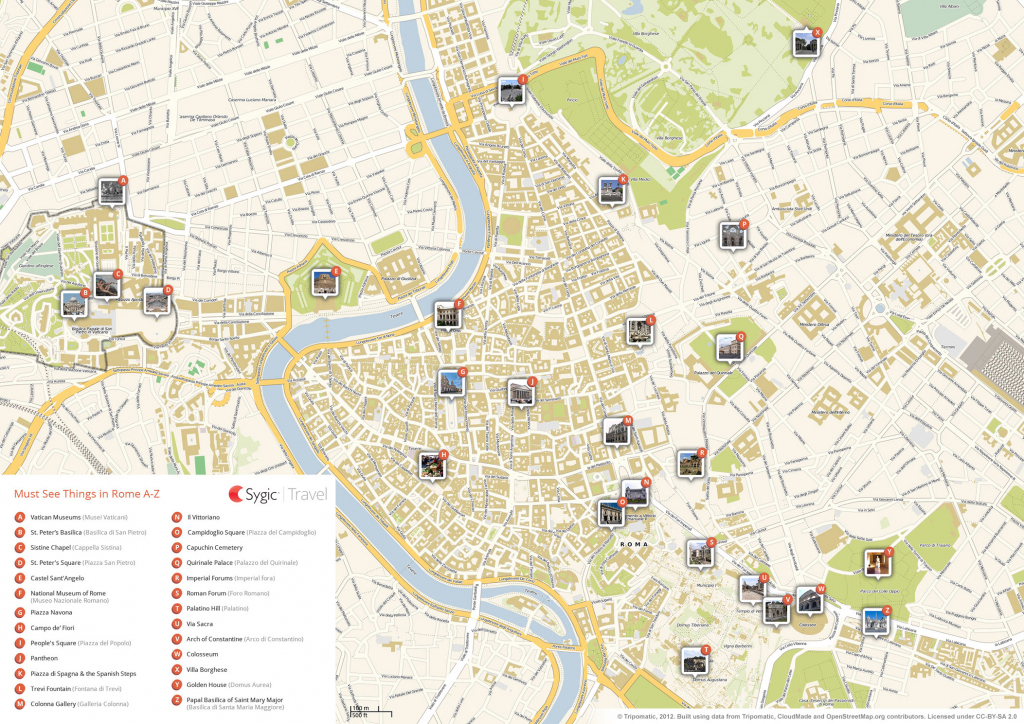 Rome Printable Tourist Map | Sygic Travel intended for Street Map Of Rome Printable