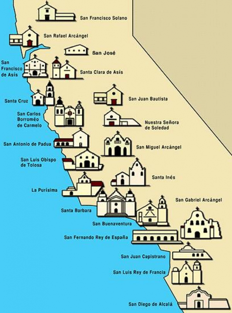 San Diego Missions Map California Road Map Map Of California for California Missions Map Printable
