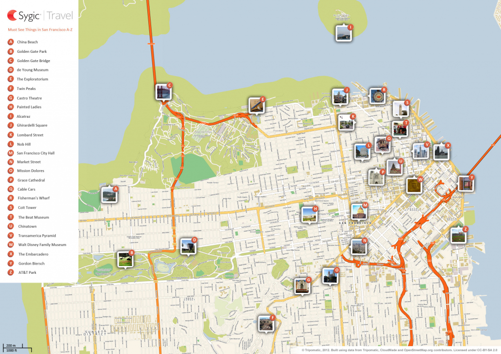 San Francisco Printable Tourist Map | Sygic Travel inside Printable Map Of San Francisco Downtown