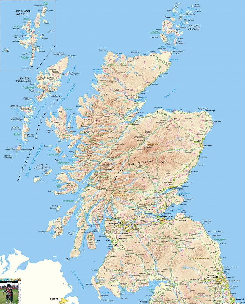Scotland Offline Map, Including Scottish Highlands, Galloway, Isle inside Detailed Map Of Scotland Printable