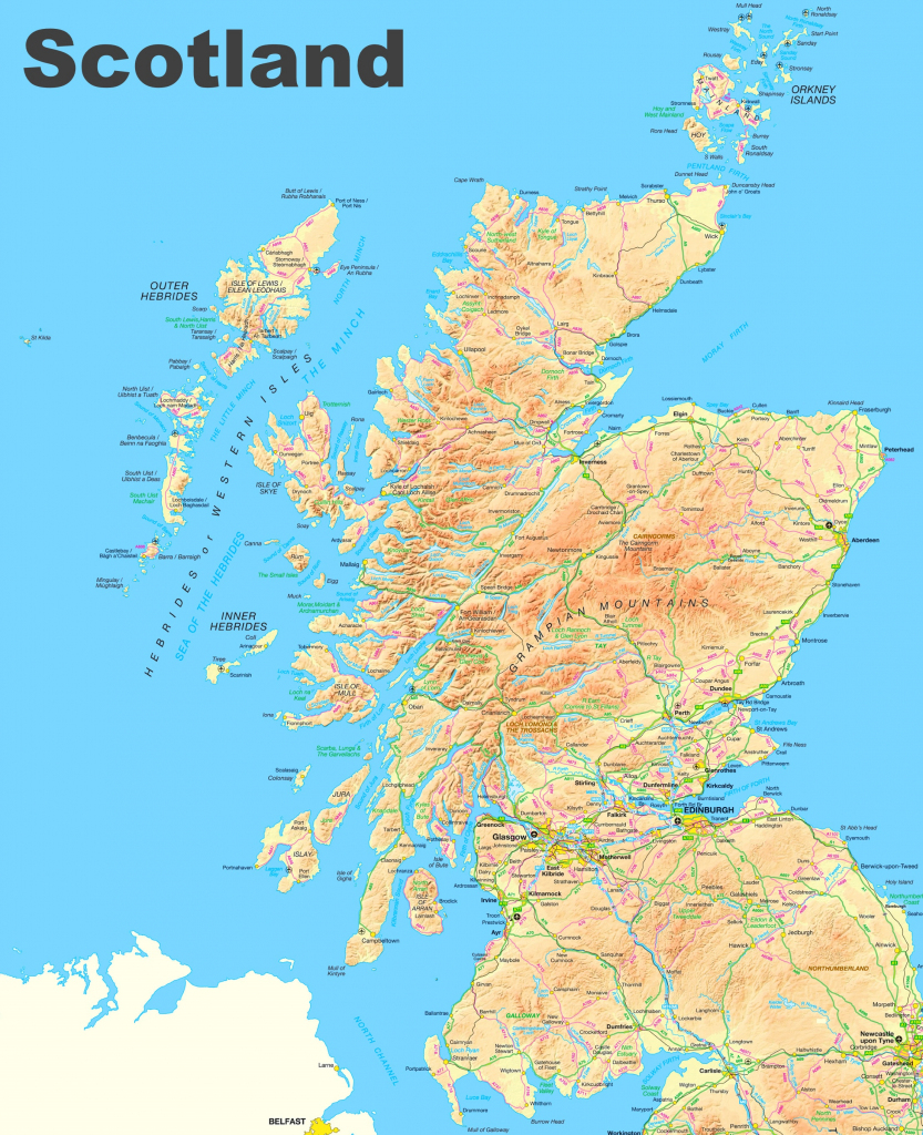 Scotland Road Map intended for Printable Road Map Of Scotland