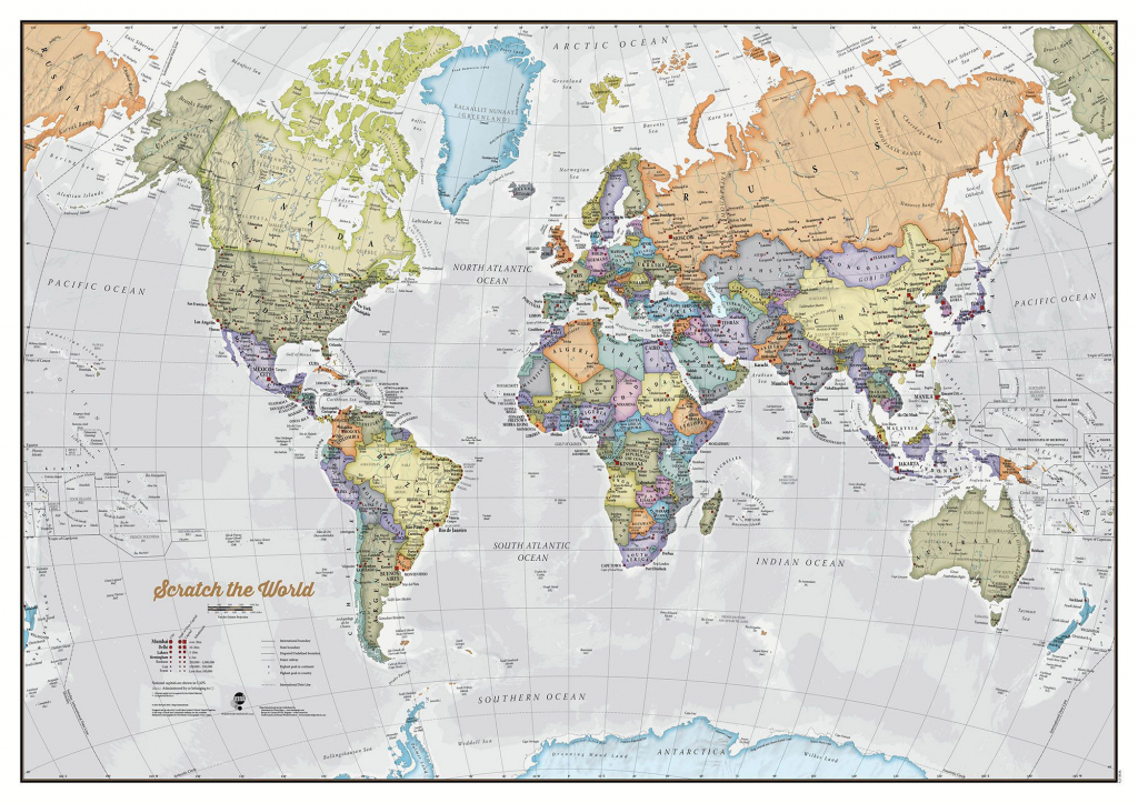 Scratch The World® Map Print intended for World Map With Scale Printable