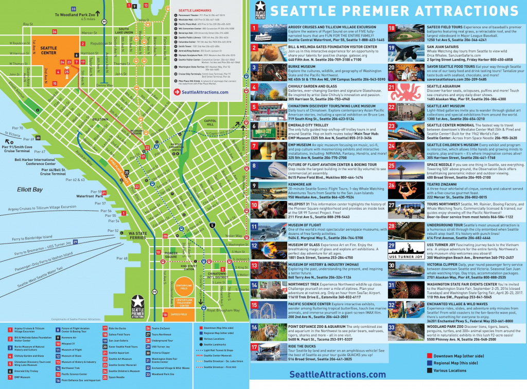 Seattle Tourist Map - Tourist Map Of Seattle (Washington - Usa) intended for Seattle Tourist Map Printable