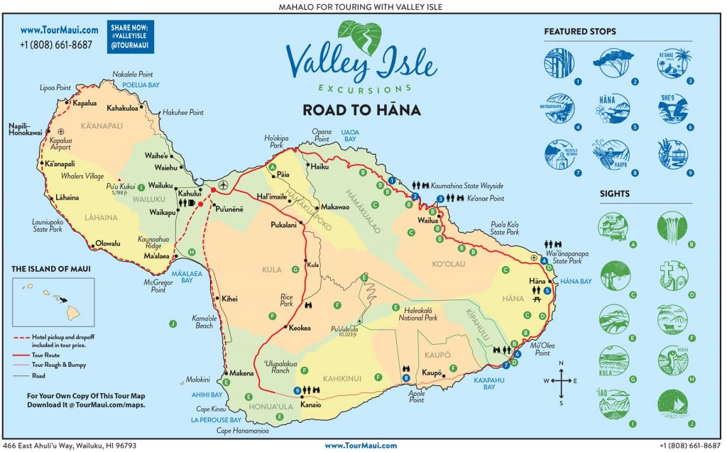 See The Road To Hana Highway Map & Guide To Hana Maui With Maui Road