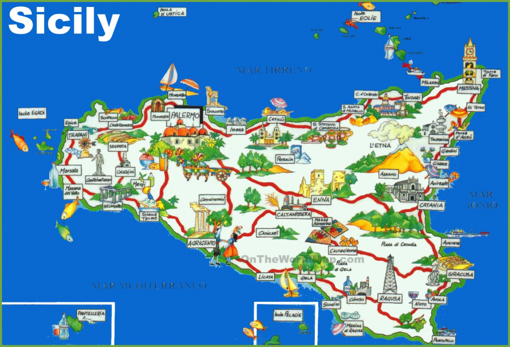 Sicily Tourist Map pertaining to Printable Map Of Sicily