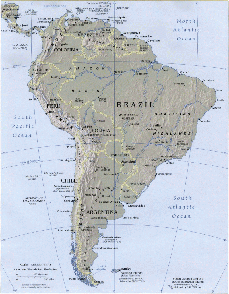 South America Relief Map, Relief Map Of South America, South America throughout South America Physical Map Printable