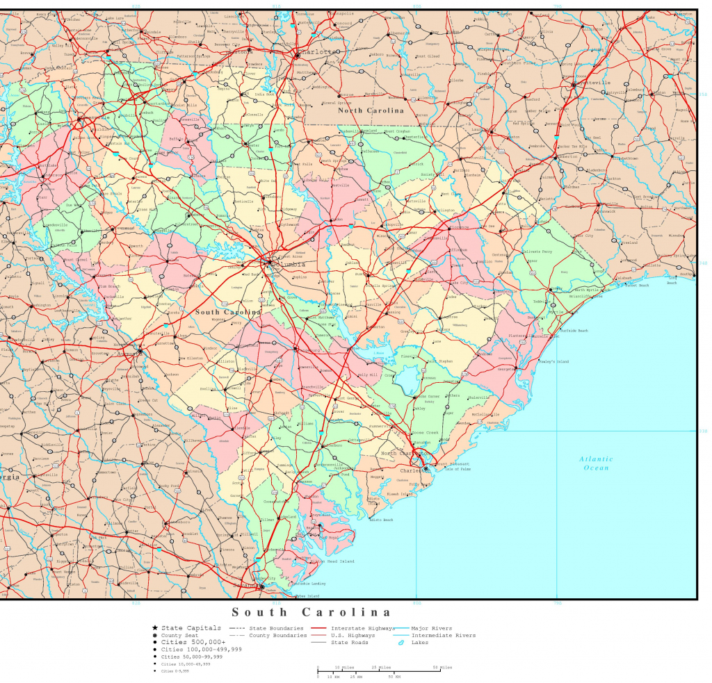 South Carolina Political Map regarding Printable Map Of South Carolina