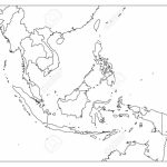 South East Asia Political Map. Black Outline On White Background Regarding Printable Blank Map Of Southeast Asia