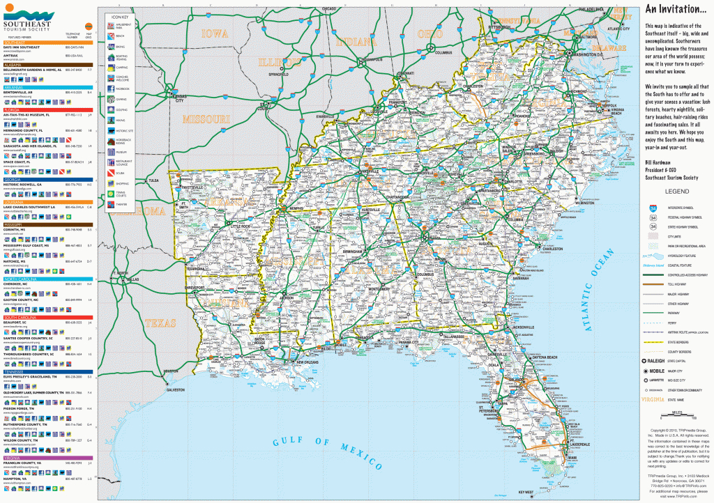 Southeast Usa Map regarding Printable Map Of Southeast United States