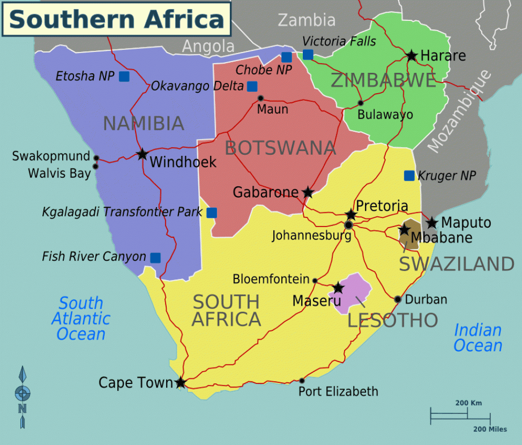 Southern Africa Map, Map Of Southern Africa, Printable Southern with Printable Map Of South Africa