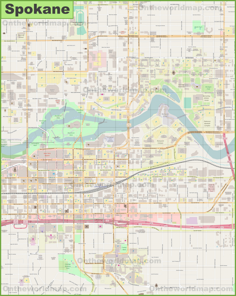Spokane Downtown Map with regard to Downtown Spokane Map Printable