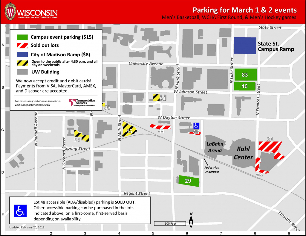 Sporting Events March 1-3, 2019 – Transportation Services – Uw–Madison throughout Uw Madison Campus Map Printable