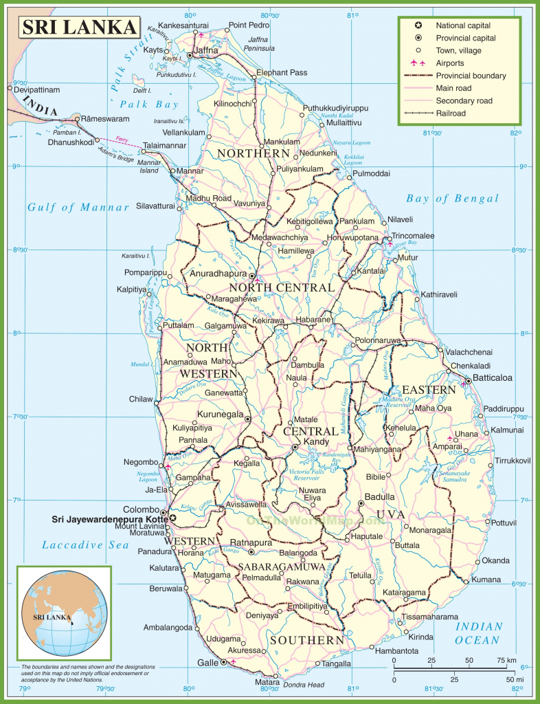 Sri Lanka Political Map pertaining to Printable Map Of Sri Lanka