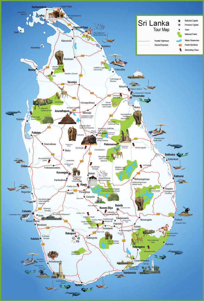 Sri Lanka Travel Map with Printable Map Of Sri Lanka