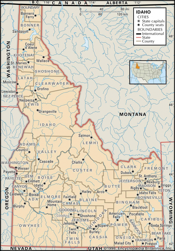 State And County Maps Of Idaho within Printable Map Of Idaho
