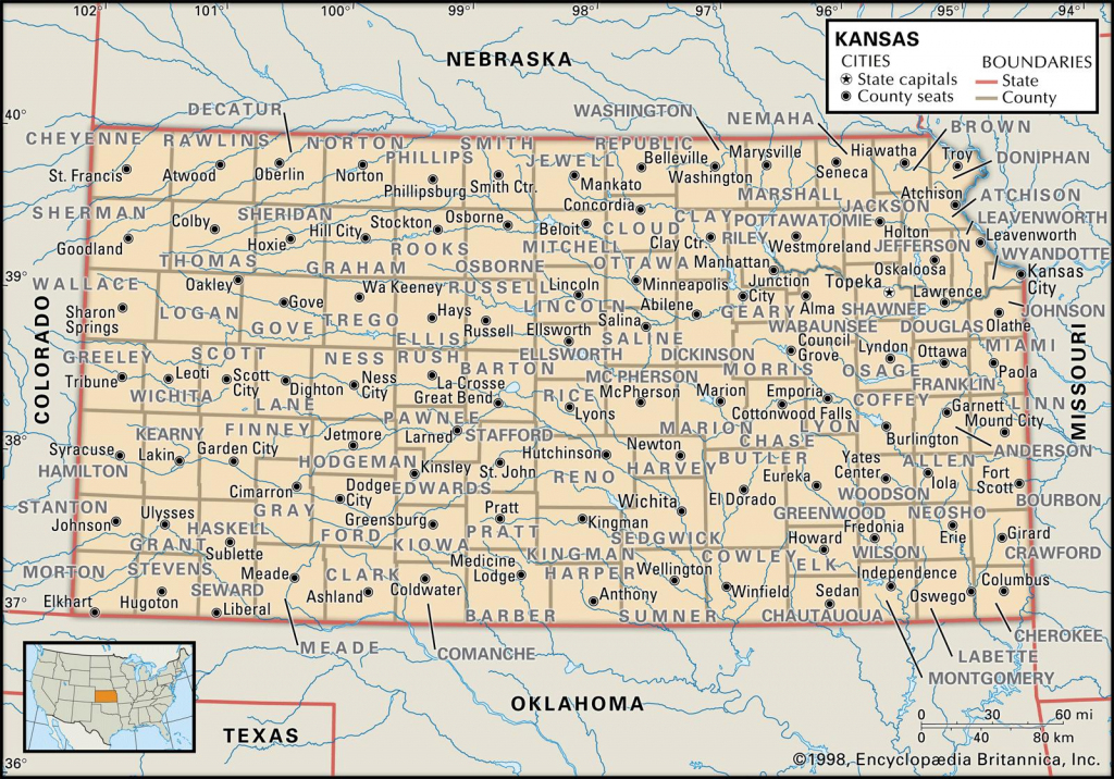 State And County Maps Of Kansas with Printable Map Of Kansas