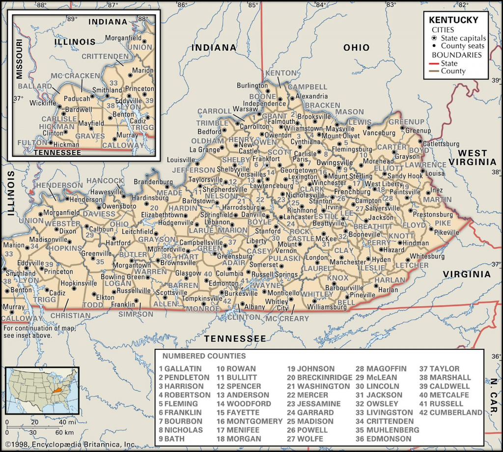 State And County Maps Of Kentucky intended for Printable Map Of Kentucky