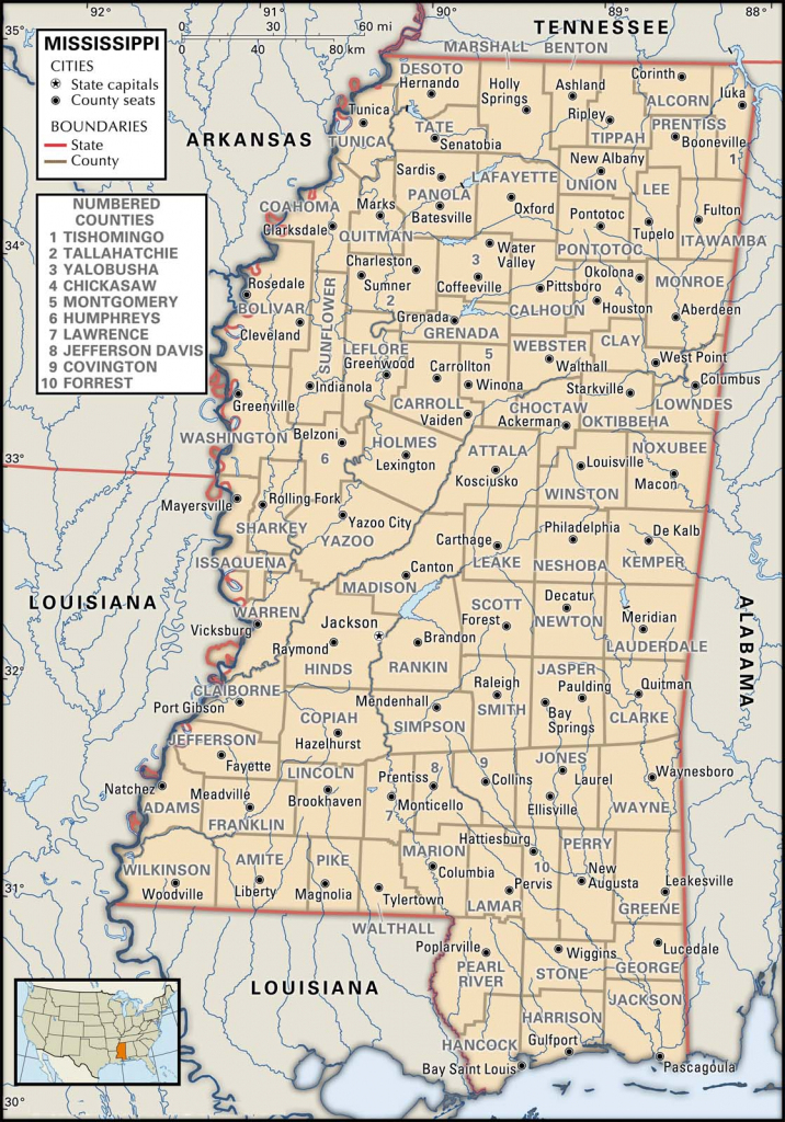 State And County Maps Of Mississippi with regard to Printable Map Of Ms