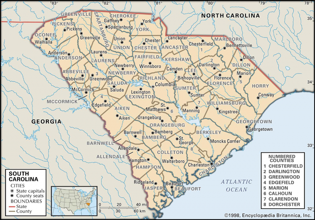 State And County Maps Of South Carolina with regard to Printable Map Of South Carolina